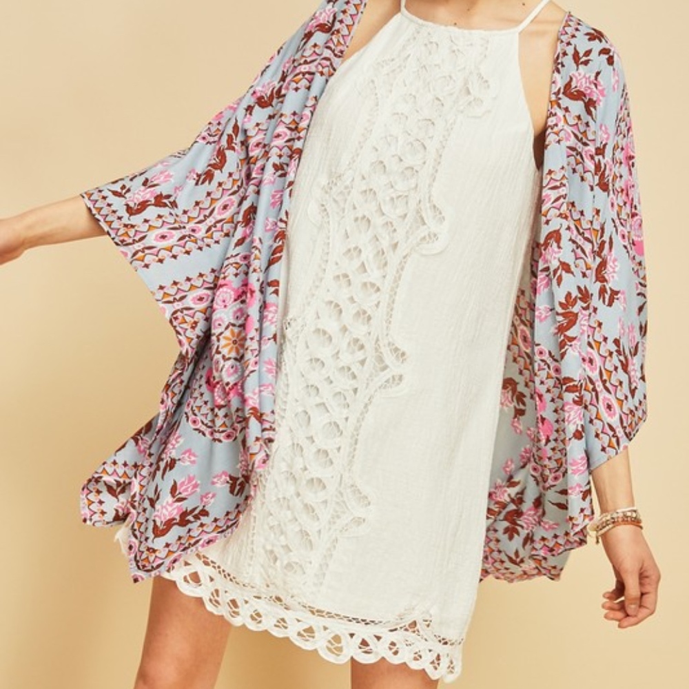NWT Boho Floral Print Kimono - Picture 5 of 6